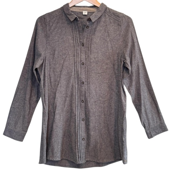 🌈 6/$60 NWOT Zakanaka Size Medium Flannel Long Sleeve Shirt Grey Tunic - Picture 1 of 6